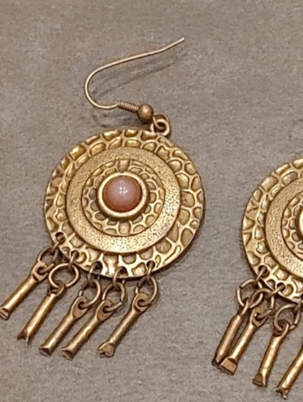 Bronze Bohemian Circle Pendant Earrings